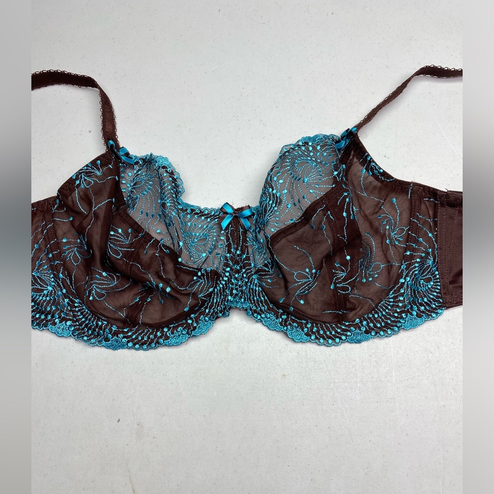 Fitfully Yours BRN/BLU Unlined Underwire, 40DD *P1091